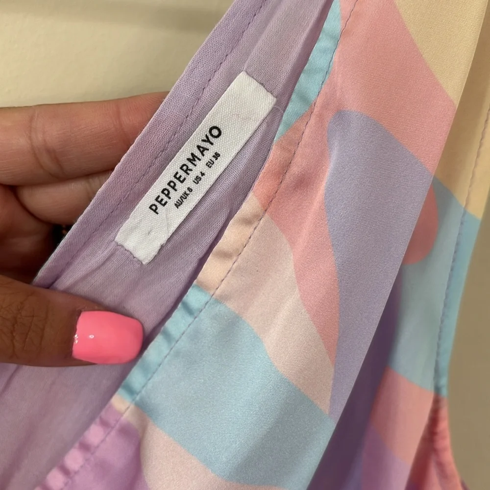 Peppermayo Audrey Vintage Slip Dress Pastel Wave Size 4 - Picture 8 of 10